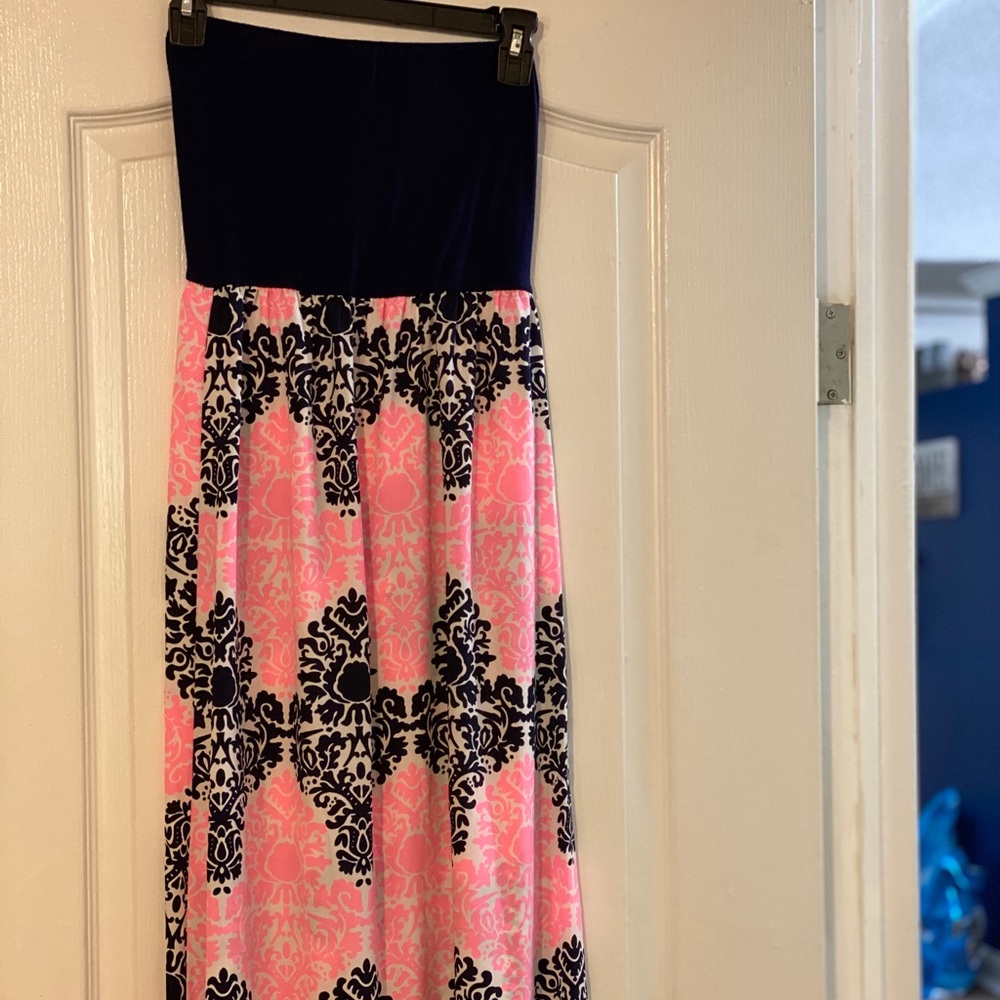 Navy and pink summer Maxi dress